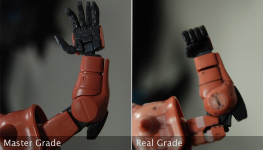 Master Grade / Real Grade  Comparison Chars Zaku Arms